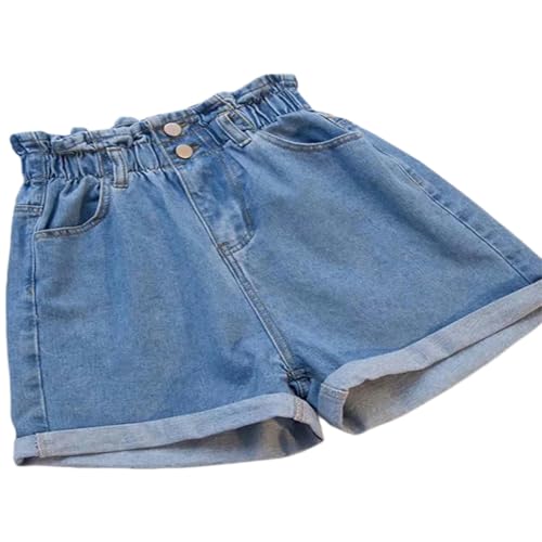 YMLHAQ Damen-Shorts Sommerfrauen Denim Shorts Women Sackled High Taille Shorts Weibliche Kurze Jeans-Blau-5Xl von YMLHAQ