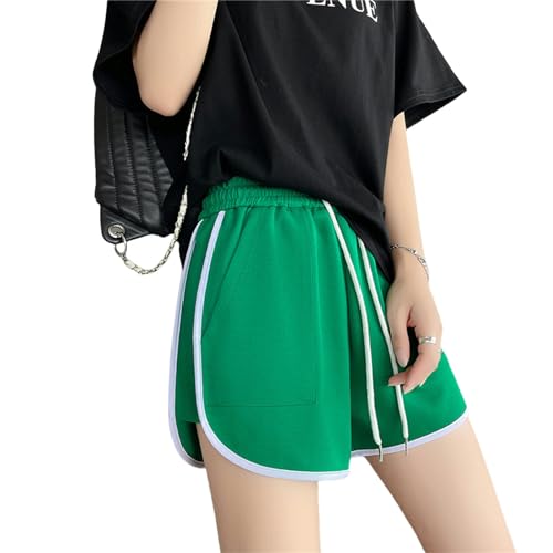 YMWANJUN Damen-Shorts Frauen Mit Weitbein Hose Zeichnungsshorts Mit Taschen Lose Casual Hosen Damen Sommershorts-grün-XL von YMWANJUN