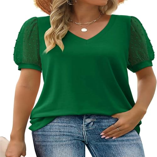YMWANJUN T Shirt Damen Sommer Frauen T-Shirt V-Ausschnitt Ladies Sommer Tops Ladies T-Shirts-grün-XL von YMWANJUN