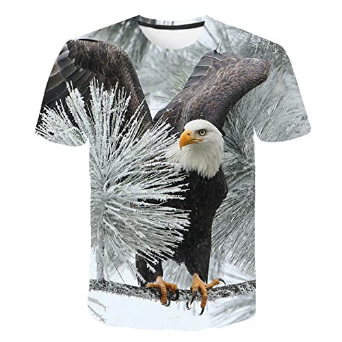 Tshirt Herren - 3D-Digitaldruck Kurzarm Persönlichkeit Weißkopf-Adler-Druck Schwarzes T-Shirt Unisex Casual Atmungsaktives Sweatshirt Rundhals Streetwear Für Indoor-Outdoor-Sportbekleidung, 5Xl von YMXCNM