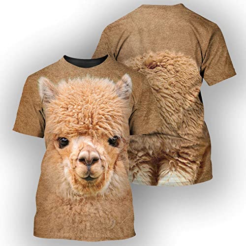 YMXCNM T Shirt Herren,3D Bedruckte Kurzarmhemden Mit Rundhalsausschnitt, Lustige Tieralpaka-Druckoberteile, Lässiges, Atmungsaktives Unisex-Sweatshirt Für Indoor-Outdoor-Sportarten, Streetwear,M von YMXCNM