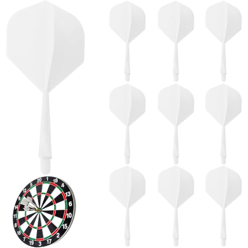YNNHUDEEP 10 Stück Dart Flights mit Schaft, 80 mm Kunststoff Standard Dart Zubehör für Darts Dartpfeil Spiel - White von YNNHUDEEP