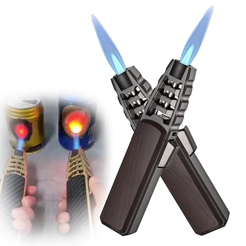 Bright Fire Lighter, Brightfire Rechargeable Torch Lighter, Windproof Straight Torch Blue Flame Lighter, Torch Lighters Butane Refillable, Jet Turbine Fire Lighter Torch (2*Black) von YODAOLI