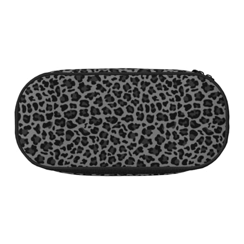 YOFIEN Grauer und schwarzer Leopard, kleines Federmäppchen, große Kapazität, Federmäppchen, Büro-Schreibwaren-Organizer von YOFIEN