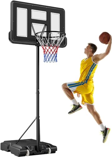 YOLEO Basketballkorb 2,3 bis 3,05 Meter höhenverstellbar mit Ständer Korbanlage Outdoor beweglich für Erwachsene Kinder von YOLEO