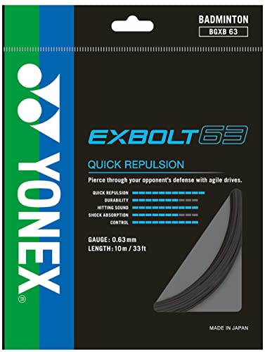 YONEX Exbolt 63 Badmintonsaite, 0,63 mm, Schwarz von YONEX