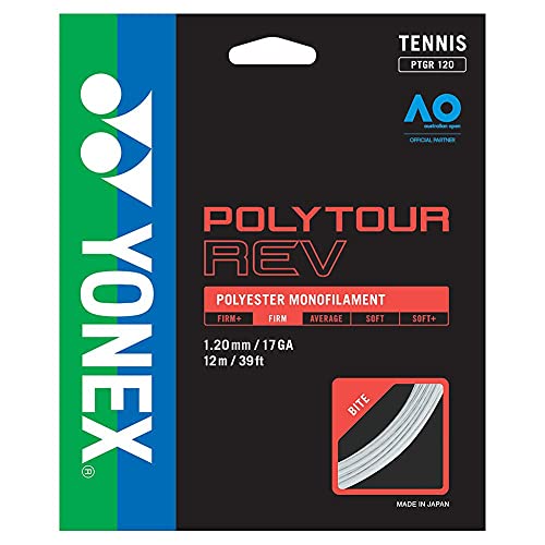 Yonex Poly Tour Rev 12M Set White Tennis Saitenset 12m Monofil Weiß 1,20 von YONEX