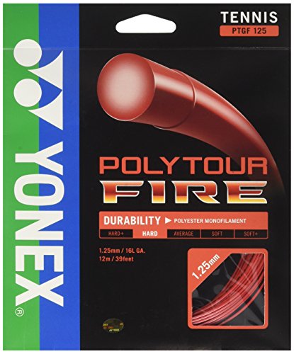 Yonex Unisex – Erwachsene Poly Tour Fire Tennis-Saite, rot, 1.2 mm von YONEX