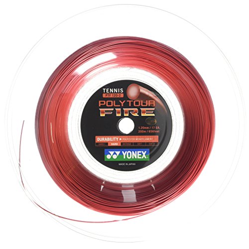 Yonex Unisex – Erwachsene Poly Tour Fire Tennis-Saite, rot-rot, 1.2 mm/200 m von YONEX