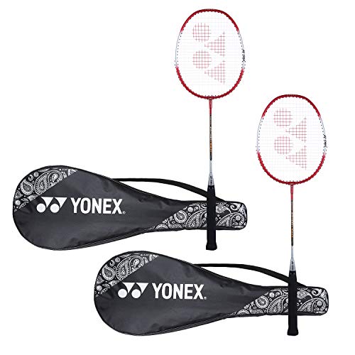 YONEX ZR 100 Leichter Badmintonschläger aus Aluminium-Mischgewebe mit vollständiger Abdeckung (rot/rot) - 2 Stück von YONEX