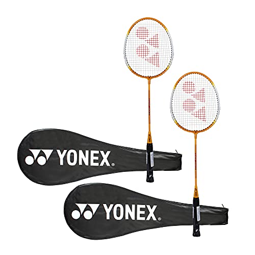Yonex GR 303 Badmintonschläger aus Aluminium-Mischgewebe mit Vollabdeckung, 2 Stück (gelb/gelb) von YONEX