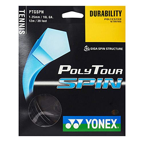 Yonex Poly Tour Spin Saitenset (16L-1,25 mm) Schwarz von YONEX