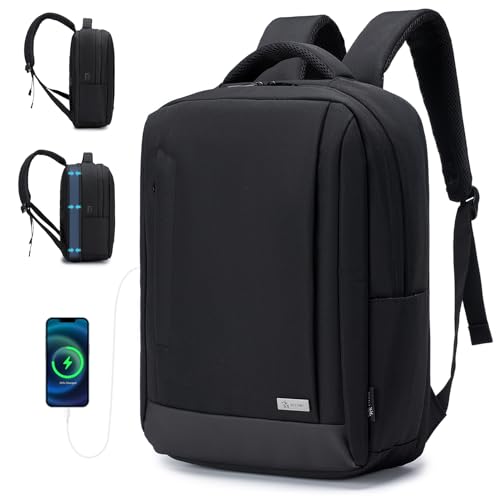 YOODI Reiserucksack Handgepäck Flugzeug 40x30x15 Erweiterbar 5cm auf 40x30x20 British Airways Wizzair Wasserdicht Laptop Rucksack Schwarz 15,6 Zoll Arbeitsrucksack mit USB Ladeanschluss Herren Damen von YOODI