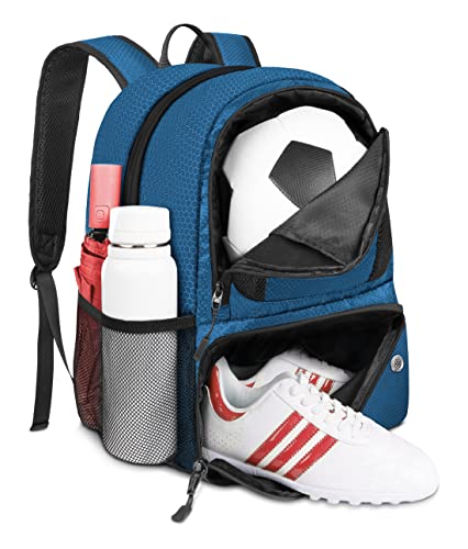 YOREPEK Fußball-Rucksack, leichte Fußballtasche mit Ballhalterung, wasserabweisende Sportausrüstungstaschen, passend für Basketball, Volleyball, Fußball, Zubehör für das Training von YOREPEK