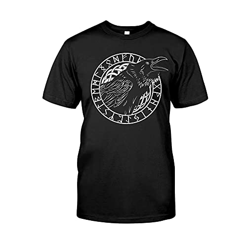 YOROOW Viking Graffiti T-Shirt Klassisches Hemd Sommer Nordic Tattoo Baumwolle Übergroße Kurzarm,Viking Raven,M von YOROOW