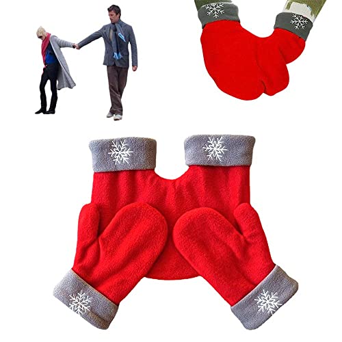 Paar-Handschuhe, 3-teilige Paar-Winterhandschuhe, Liebhaber, Winter, Dicker, Warmer Handschuh, Paar-Handschuhe, Paar-Tunnelhandschuhe, Weihnachtshandschuhe für Paare (Rot,Einheitsgröße) von YOUAO