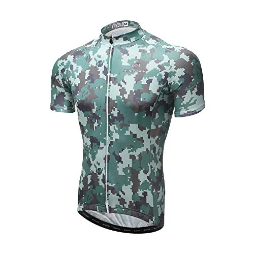 YOUCAI Herren Camouflage Radtrikots Kurzarm Bike Bicycle Shirt Top mit Reißverschluss Taschen 2 3XL von YOUCAI