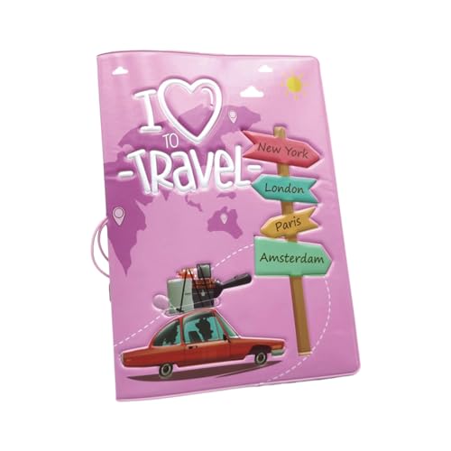 YOUNAFEN Stilvolle PU-Reisepasshülle, multifunktionale Brieftasche, schützende Kreditkartenhülle für Damen und Herren, Pink, as pics show von YOUNAFEN