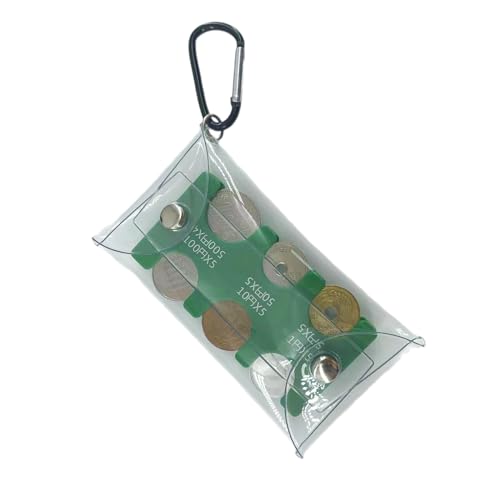 YOUNAFEN Tragbare PVC-Münzgeldbörse für Reisen, stilvoller japanischer Stil, Geldtasche mit Clip, Grün , Approx. 65×115 mm von YOUNAFEN