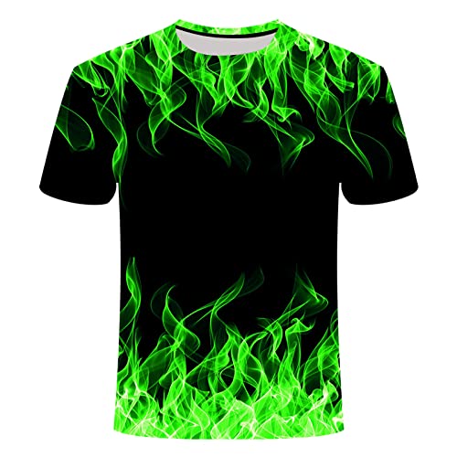 YOUOUSI Gedruckte Flammenkollektion 3D-Rauchelementmuster T-Shirt Kurzarm Freizeitmode mit Design T-Shirt Mode Streetwear von YOUOUSI