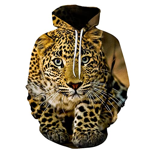 YOUOUSI Leopard Gepard Muster Unisex 3D Druck lustige Kapuzenpullover Kapuzenpullover Kapuzenpullover Hoodie mit Taschen Lange Ärmel von YOUOUSI