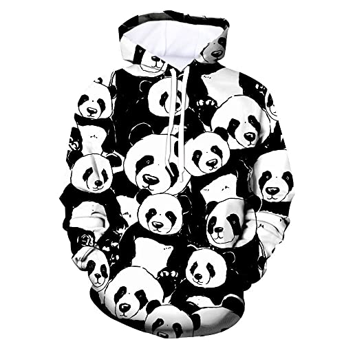 YOUOUSI Panda Printing Series 3D Pullover Herren Animal Panda Printing Paar Baseballuniform Hoodie von YOUOUSI