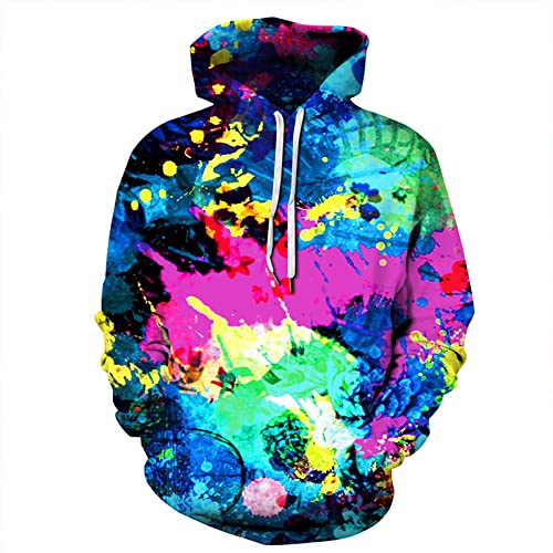 YOUOUSI Unisex 3D drucken kreative Inkjet-Farbe Sprühfarbe Serie Hoodie Pullover Sweatshirt Grafik Hoodie Herren Hoodie Damen von YOUOUSI