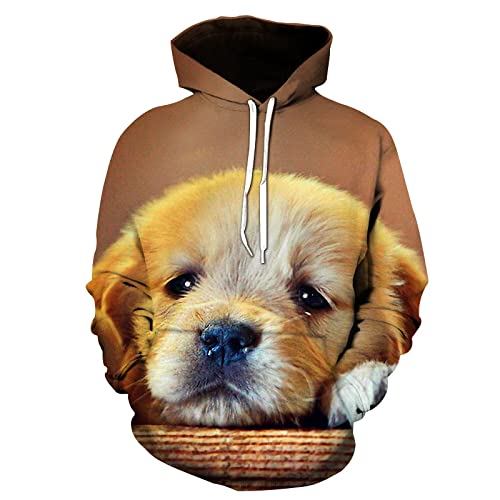 YOUOUSI Unisex 3D gedrucktes süßes Hundemotiv, Kapuzenpullover Neuheit, Kapuzenpullover Sweatshirt mit Tasche von YOUOUSI