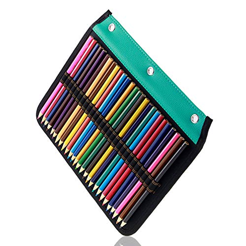 YOUSHARES 54 Slots Bleistift Sleeve – Binder entworfen Bleistift Seite kompatibel mit 216 Slots Bleistift Fall für Aquarell Bleistift, Gel Pen & Kosmetik Bürste (Grün) von YOUSHARES
