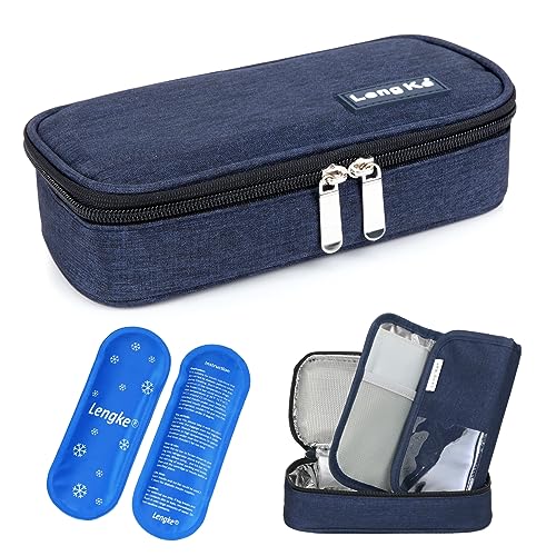 YOUSHARES Insulin Kühltasche - Insulated Medikamente Diabetes Tasche Kühlbox zur Aufbewahrung von Insulin für Insulin Pen, Diabetiker Zubehör, Medikamentenkühlung auf Reisen Etui mit 2 Kühlakku (Blau) von YOUSHARES