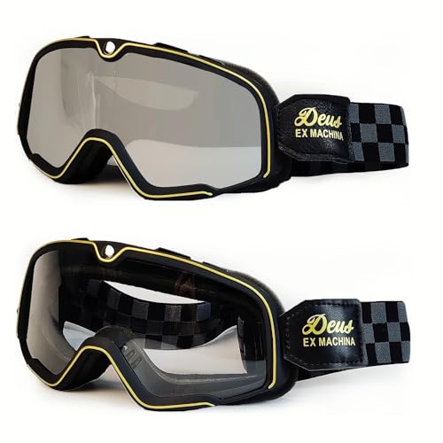 YOUUPOC Motocross Brille,Motorradbrille Retro Motorrad Brille Gläser Cafe Racing Vintage Moto Classic ATV Universal Brille Helm Zubehör (Color : SILVER-AND-CLEAR) von YOUUPOC