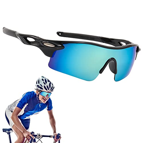 YOYIAG Fahrrad Sonnenbrille Fahrradbrille Schnelle Brille Rennrad Brille Fahrradbrille Sports, Winddicht Polarisierte Sonnenbrille, UV 400 Schutz Schutzbrille, Sportbrille Herren Damen (Schwarz) von YOYIAG