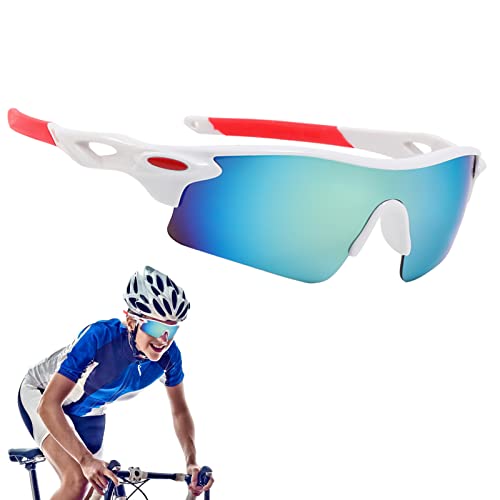 YOYIAG Fahrradbrille Schnelle Brille Fahrrad Sonnenbrille Rennrad Brille Fahrradbrille Outdoor Sports, Winddicht Polarisierte Sonnenbrille, UV 400 Schutz Schutzbrille, Sportbrille Herren Damen Weiss von YOYIAG