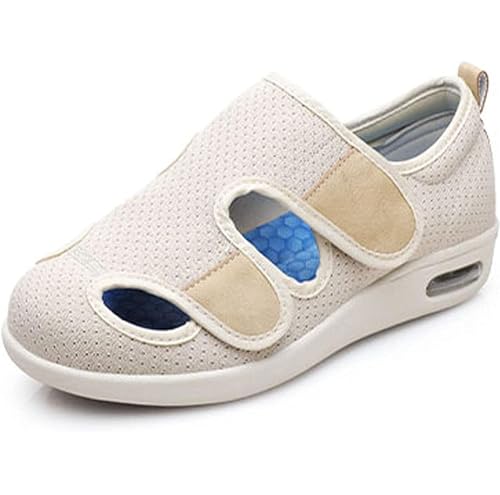 YOYOBABY Diabetiker Hausschuhe Unisex Generous Extra Deep Interior Orthopaedic Shoes Velcro Fastening rutschfest und Atmungsaktiv Schuhe Einstellbar Leichtes Gewicht Wanderschuhe,002,37EU von YOYOBABY