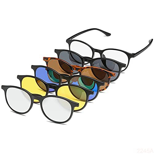 YQJY Magnetische Sonnenbrille, Polarisierte Sonnenbrille, Sonnenbrille Zum Aufstecken,5 Stück Polarisierte Sonnenbrillen Magnetclip Brillenglas Linsen Magnetclips Set,E von YQJY
