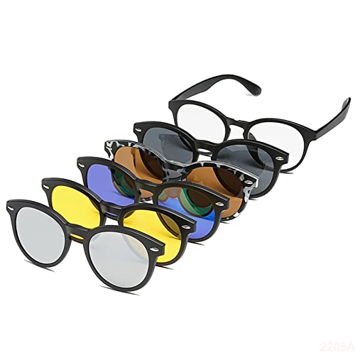 YQJY Magnetische Sonnenbrille, Polarisierte Sonnenbrille, Sonnenbrille Zum Aufstecken,5 Stück Polarisierte Sonnenbrillen Magnetclip Brillenglas Linsen Magnetclips Set,J von YQJY