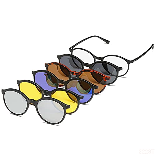 YQJY Magnetische Sonnenbrille, Polarisierte Sonnenbrille, Sonnenbrille Zum Aufstecken,5 Stück Polarisierte Sonnenbrillen Magnetclip Brillenglas Linsen Magnetclips Set,L von YQJY