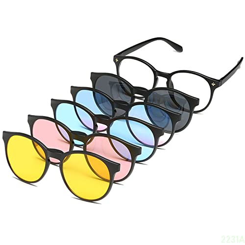 YQJY Sonnenbrille Fünfteilige,polarisierte Sonnenbrille Magnetische Clip-on Brillengläser, Magnetische Clips Set Pc Brillengestell Für Outdoor-aktivitäten, Autofahren, Radfahren, Angeln,G von YQJY