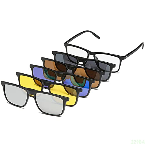 YQJY Sonnenbrille Fünfteilige,polarisierte Sonnenbrille Magnetische Clip-on Brillengläser, Magnetische Clips Set Pc Brillengestell Für Outdoor-aktivitäten, Autofahren, Radfahren, Angeln,L von YQJY