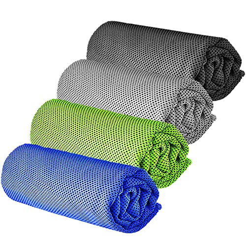 YQXCC Kühlendes Handtuch 4 Stück 120x30 cm Mikrofaser Handtuch für sofortige Kühlung Entlastung, kühles kaltes Handtuch für Yoga,Golf,Reisen,Sport,Camping,Fußball&Outdoor-Sport von YQXCC