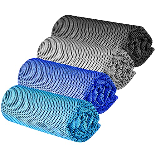 YQXCC Kühlendes Handtuch 4 Stück 120x30 cm Mikrofaser Handtuch für sofortige Kühlung Entlastung, kühles kaltes Handtuch für Yoga,Golf,Reisen,Sport,Camping,Fußball&Outdoor-Sport von YQXCC