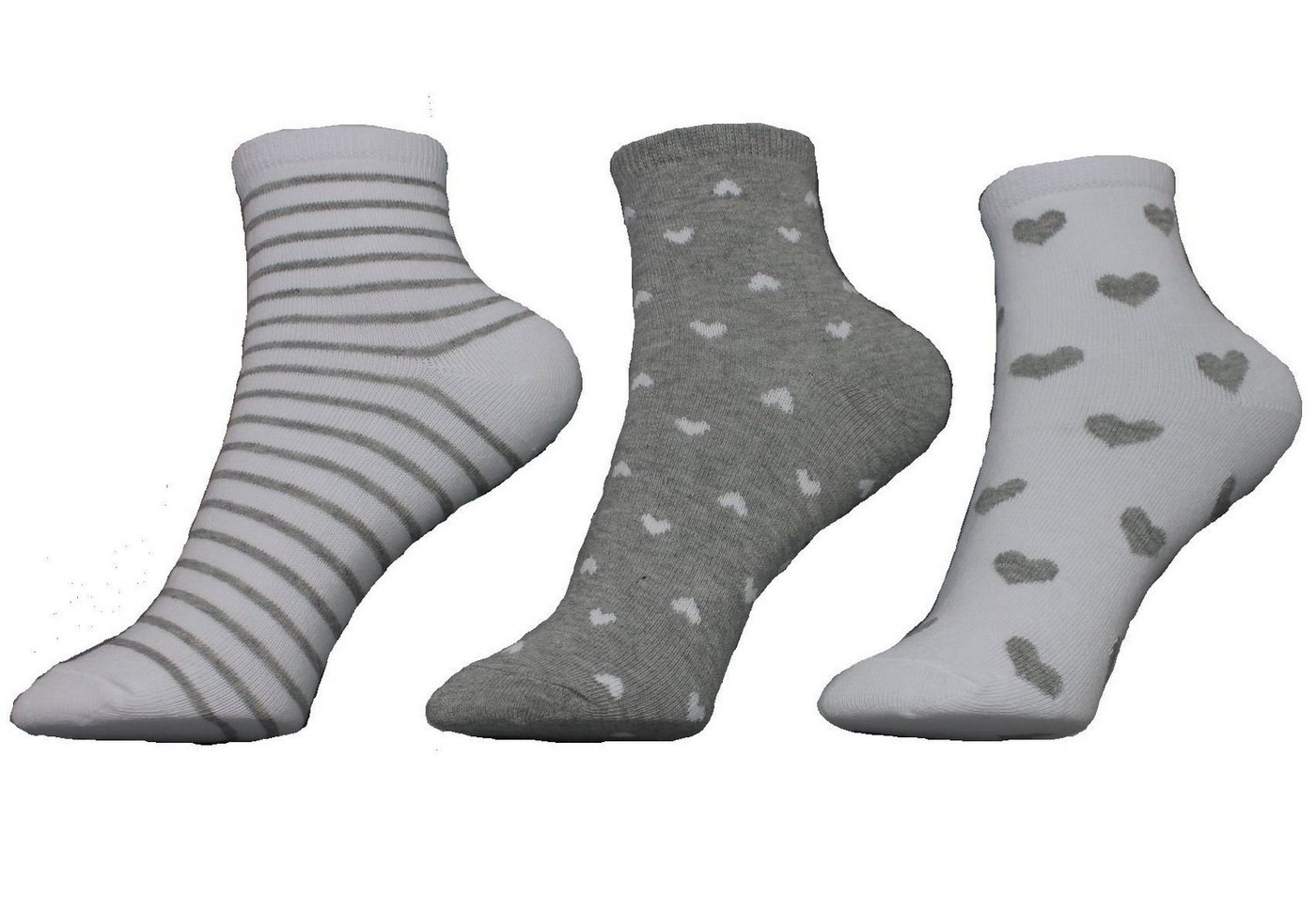 YSABEL MORA Kurzsocken Ysabel Mora 3er Pack Mädchen Sneaker Strümpfe Socken weiß grau (3-Paar) von YSABEL MORA