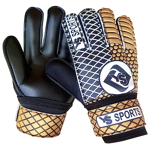 YSCARE Kinder Torwarthandschuhe für Jungen Kinder Erwachsene Fußball Torwarthandschuhe Schutz Handflächen mit Super-Grip für Junior Üben (Gold, 6) von YSCARE