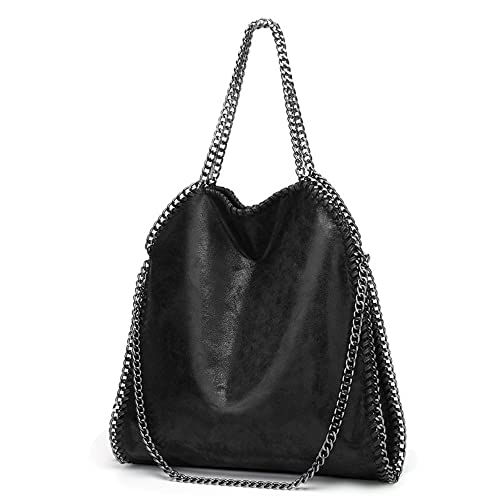 YSTP Kette Umhängetaschen für Damen Frauen Umhängetasche Kettentasche Taschen Casual Handtasche große Schultertasche (Schwarz), (HN13YO-0005) von YSTP