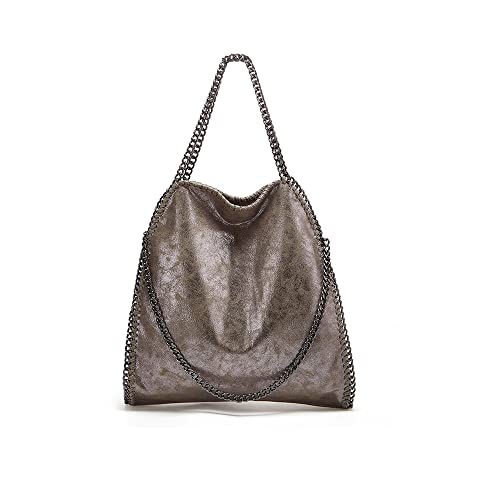 YSTP Kette Umhängetaschen für Damen Frauen Umhängetasche Kettentasche Taschen Casual Handtasche große Schultertasche (Silber), HN13YO-0005 von YSTP