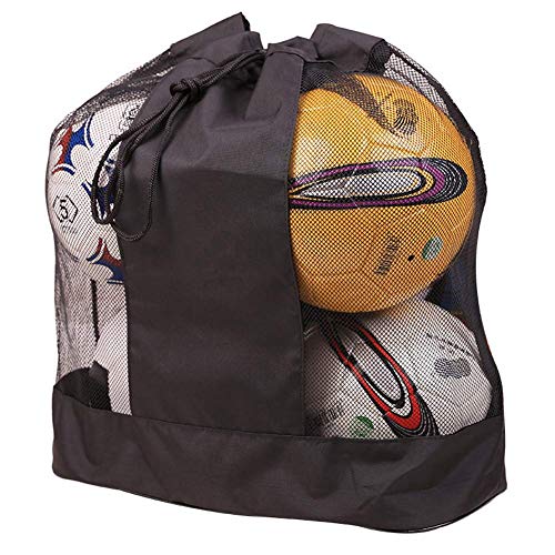 YSXY Verdickte Ballsack Ballnetz Balltasche Ball Bag wasserdichte Oxford Netztasche Sporttasche für 5-6 Bälle Basketball Fußball Volleyball,schwarz von YSXY