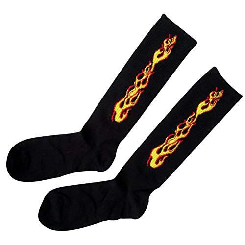 Fashion Flame Fire Socken für Herren, Damen, Hip-Hop, Harajukuku, Street Pärchen Einheitsgröße Schwarz von YSoutstripdu