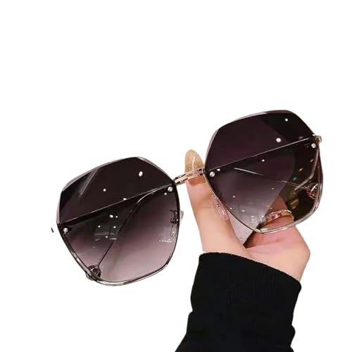 YTLBFDZE Damen Sonnenbrillen Runde Sonnenbrille Für Frauen Gradient Mode Sonnenbrille Für Frauen Randloses Metall-C1-Sonstige von YTLBFDZE