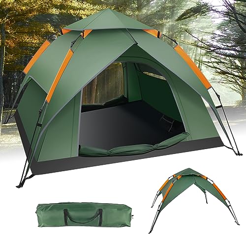 Camping Zelt 3-4 Personen Kuppelzelt Wurfzelt Pop up Zelt Doppelschicht Wasserdicht & Winddichte Dome Tent für Camping Outdoor Trekking Familien von YU YUSING