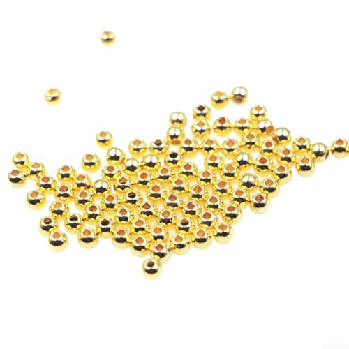 YUANGANG 100 Stück Fliegenbinden Perlen zum Basteln, Angeln, Fliegen, Bastelmaterial, DIY Jighaken, Ballzubehör (4 mm, Gold) von YUANGANG